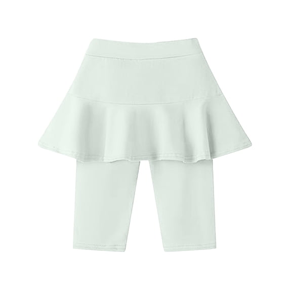 Bjutir Girl Pants Girls Knee Length Leggings With Skirt Summer Ruffle Skirt Stretchy Athletic For Kids Trousers,Green,8-9 Years