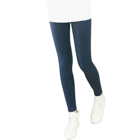 Bjutir Girl Pants Girls Solid Stretchy Faux Leather Legging Teens Dance Running Active Tights For Youth Teen Kids Trousers,Navy,2-3 Years