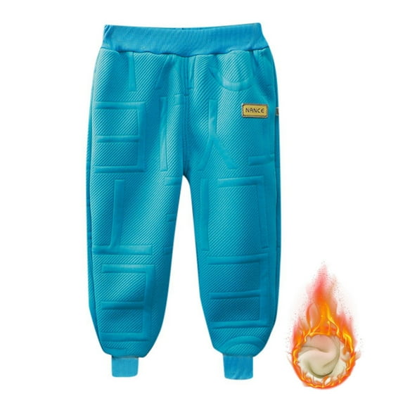 Bjutir Girl Pants Toddler Baby Girls Boys Athletic Active Jogger Sweatfleece Lined Winter Warm Long Bottoms Trousers Kids Trousers,Blue,6-12 Months