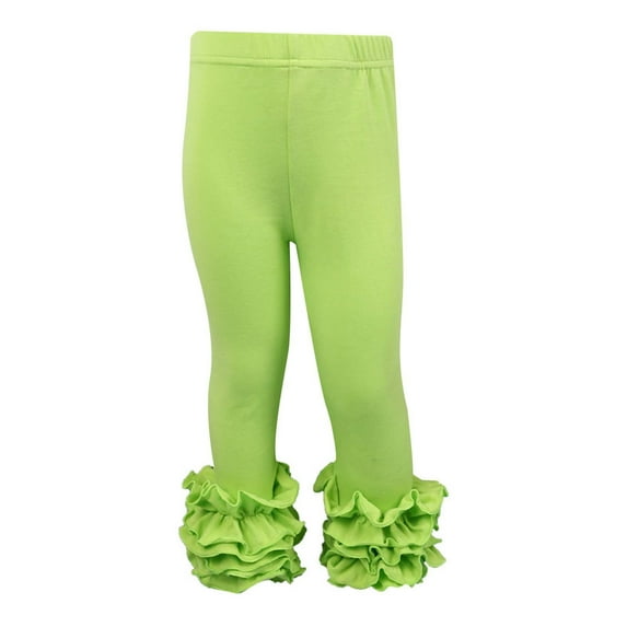 Bjutir Girl Pants Toddler Baby Girls Leggings Ribbed Lace Trim Footless Ruffle Tight Stocking Bottom Kids Trousers,Green,3-4 Years