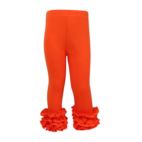 Bjutir Girl Pants Toddler Baby Girls Leggings Ribbed Lace Trim Footless Ruffle Tight Stocking Bottom Kids Trousers,Orange,6-7 Years
