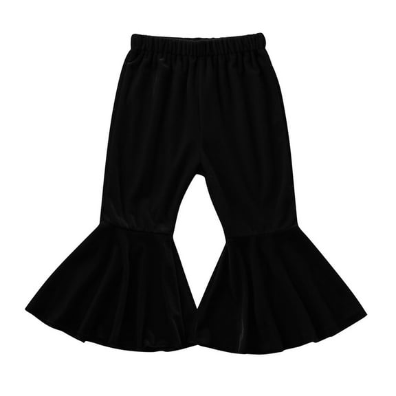 Bjutir Girl Pants Toddler Baby Girls Solid Flare Trousers Casual Clothes Kids Trousers,Black,4-5 Years