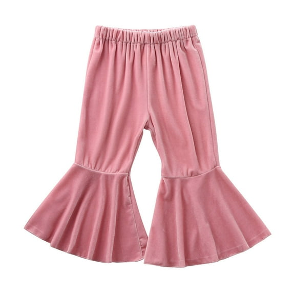 Bjutir Girl Pants Toddler Baby Girls Solid Flare Trousers Casual Clothes Kids Trousers,Pink,1-2 Years