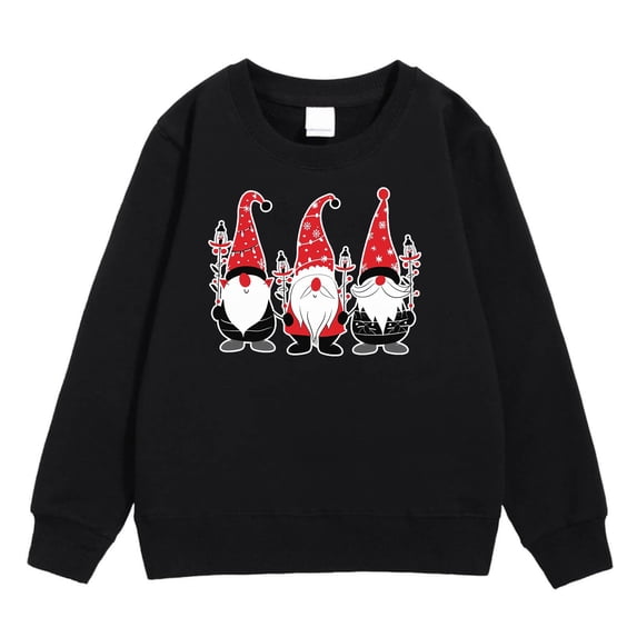 Bjutir Girl'S Christmas Sweatshirts Graphic Print Tops Crewneck Winter Long Sleeve Pullover Cute Outdoor Wear, Size 4-12 Years, Black