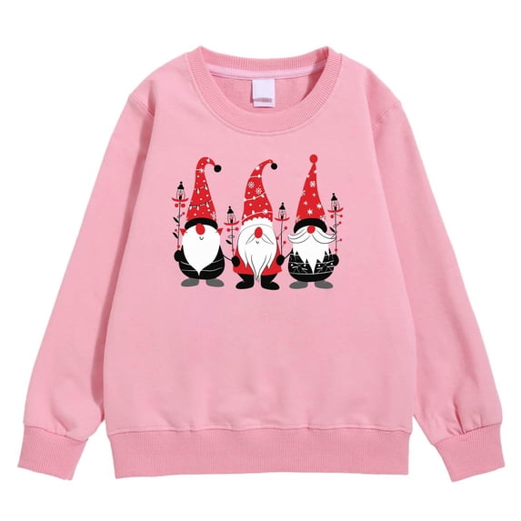 Bjutir Girl'S Christmas Sweatshirts Graphic Print Tops Crewneck Winter Long Sleeve Pullover Cute Outdoor Wear, Size 4-12 Years, Pink