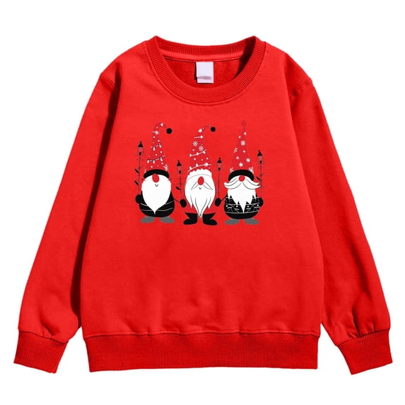 Bjutir Girl'S Christmas Sweatshirts Graphic Print Tops Crewneck Winter Long Sleeve Pullover Cute Outdoor Wear, Size 4-12 Years, Red