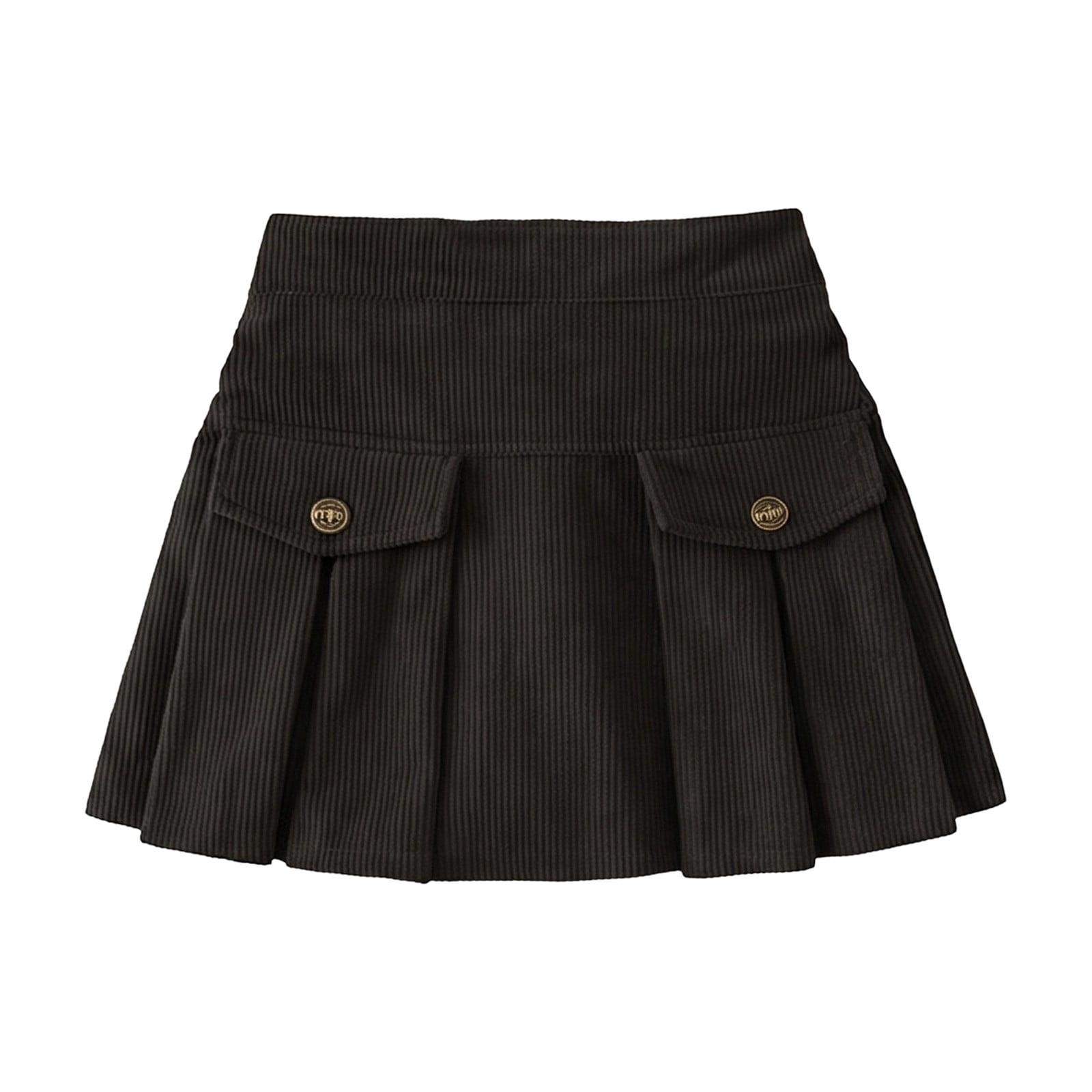 Bjutir Girl'S Corduroy Pleated Skirt Solid Color Elastic Waist Bottom ...