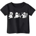 thumbnail image 1 of Bjutir Girl Shirts Boys Halloween Themed Printed Style Short Sleeved Top Crew Neck Cute Print Girls Tops,Black,2-3 Years, 1 of 3