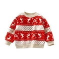 thumbnail image 1 of Bjutir Girl Shirts Children Plus Sweater Autumn Winter Boys Sweater Thick Long Sleeve Christmas Deer Clothes Warm Clothing Clothes Cute Print Girls Tops,Red,18-24 Months, 1 of 5