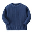 thumbnail image 1 of Bjutir Girl Shirts Toddler Kids Baby Boy Crewneck Long Sleeve Solid Sweater For Knitted Sweater Autumn Winter Warm Pullover Tops Coat Jacket Girls Tops,Dark Blue,12-18 Months, 1 of 4