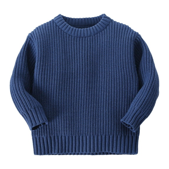Bjutir Girl Shirts Toddler Kids Baby Boy Crewneck Long Sleeve Solid Sweater For Knitted Sweater Autumn Winter Warm Pullover Tops Coat Jacket Girls Tops,Dark Blue,12-18 Months