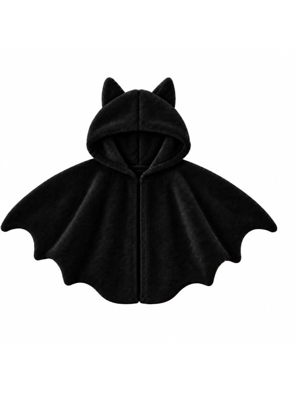 Girls Halloween Bat Jacket Long Sleeve Open Front Jacket Soft Cartoon Print Activities Outfits, Size 0-6 Months, Black