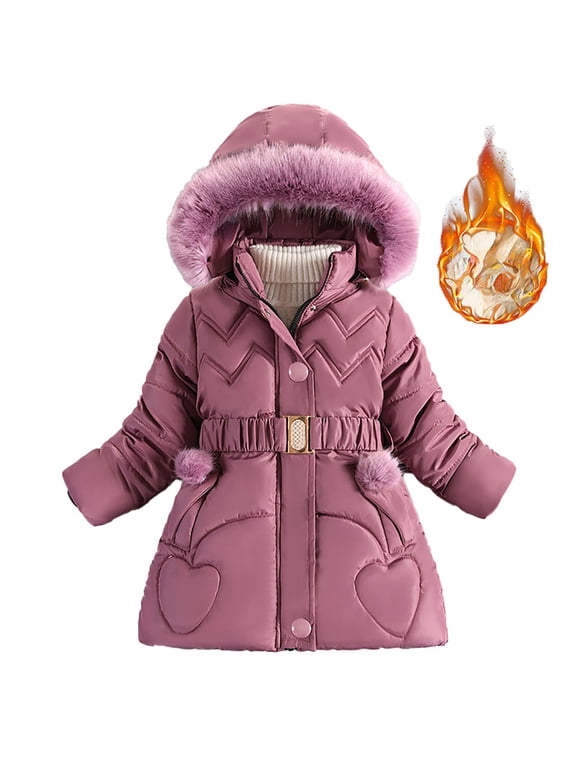 Girls Padded Jacket Thicken Fashion Down Padded Coat Winter Kids Outwear Size 5-6 Years