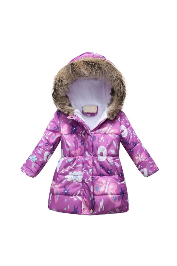 Girls Winter Long Sleeve Hooded Coat Baby Kids Thick Warm Windproof Coat Outwear Jacket Clothes
