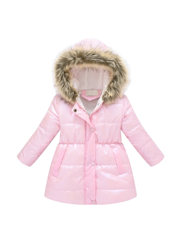 Girls Winter Long Sleeve Hooded Coat Baby Kids Thick Warm Windproof Coat Outwear Jacket Clothes