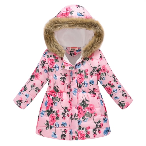 Bjutir Girls Winter Long Sleeve Hooded Coat Jacket Baby Kids Warm Outwear Windproof Toddler Coat Thick Coat Jacket