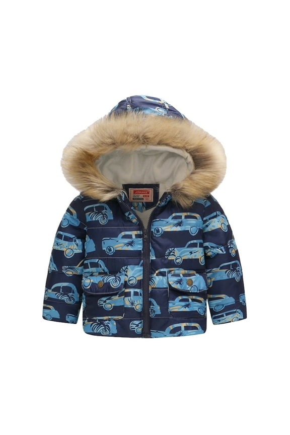 Girls Winter Long Sleeve Hooded Coat Kids Coat Baby Jacket Prints Toddler Outwear Zipper Windproof Warm Thick Coat Jacket