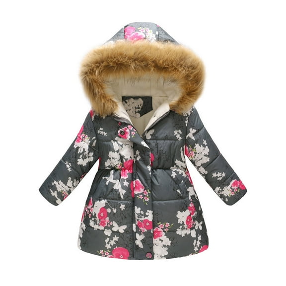 Bjutir Girls Winter Long Sleeve Hooded Coat Toddler Baby Kids Thick Warm Parkas Windproof Coat Outwear