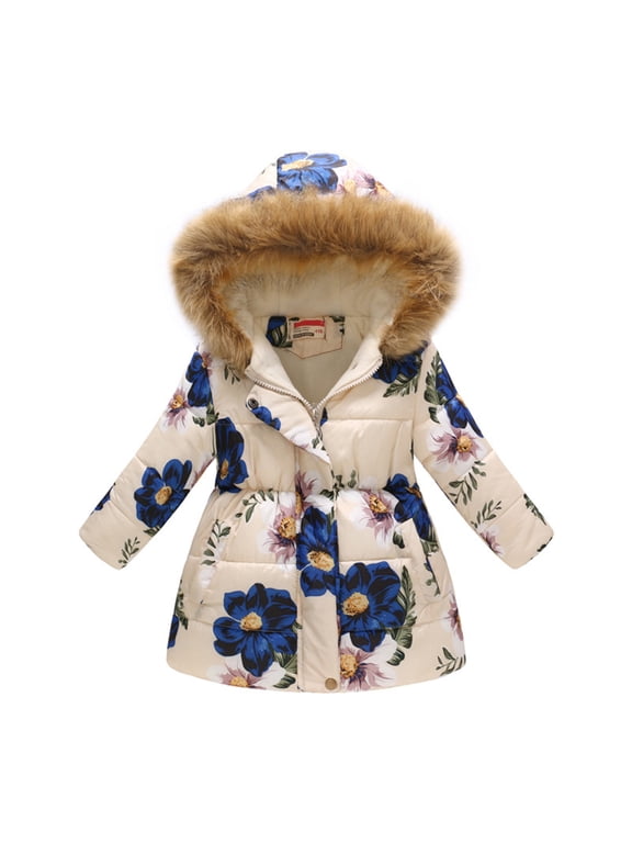Girls Winter Long Sleeve Hooded Coat Toddler Baby Kids Thick Warm Windproof Coat Outwear Jacket
