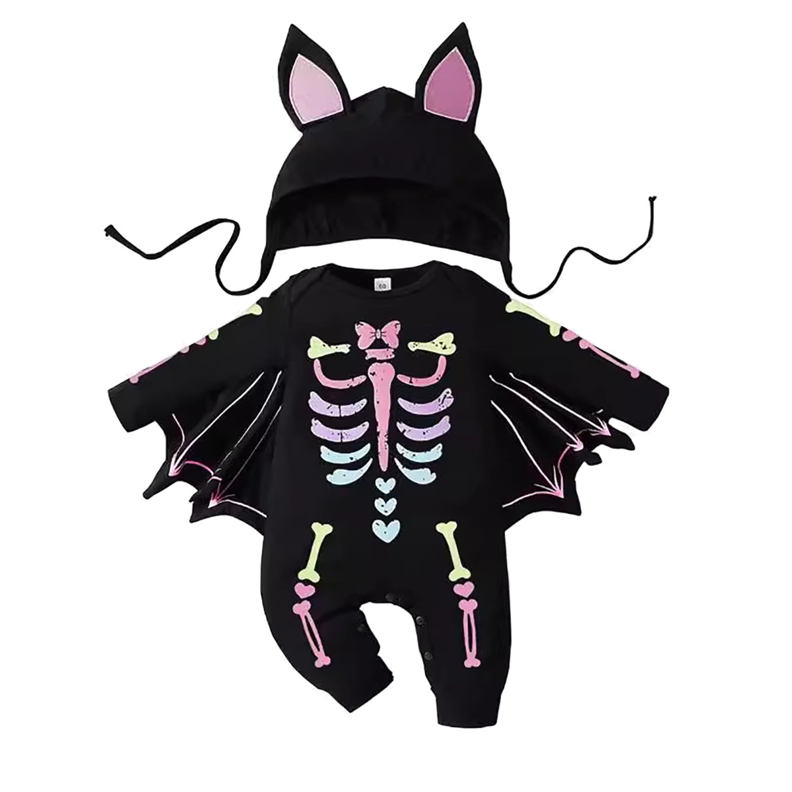 Bjutir Halloween Infant Baby Bubble Romper Crew Neck Long Sleeve Romper Skull Print Casual ...