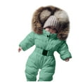 thumbnail image 1 of Bjutir Baby Girls Boys Romper Suit Coat Warm Thicken Hooded Snowsuit Jumpsuit Down Coat Romper Padded Outwear Snow Wear Green Size 18-24 Months, 1 of 8