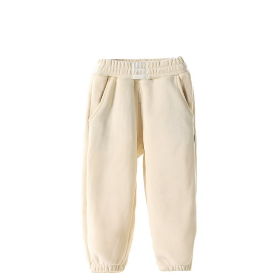 Bjutir Kids Boys Thicken Pants Fall Winter Outerwear Boysgirls Sweatpants Thick Large Childrens Thermal Pants Beige Size 9-10 Years
