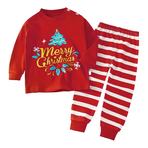 Bjutir Kids Christmas Pajamas Set Toddler Girls Boys Long Sleeve Top With Pants Xmas Jammies White Size 3-6 Months