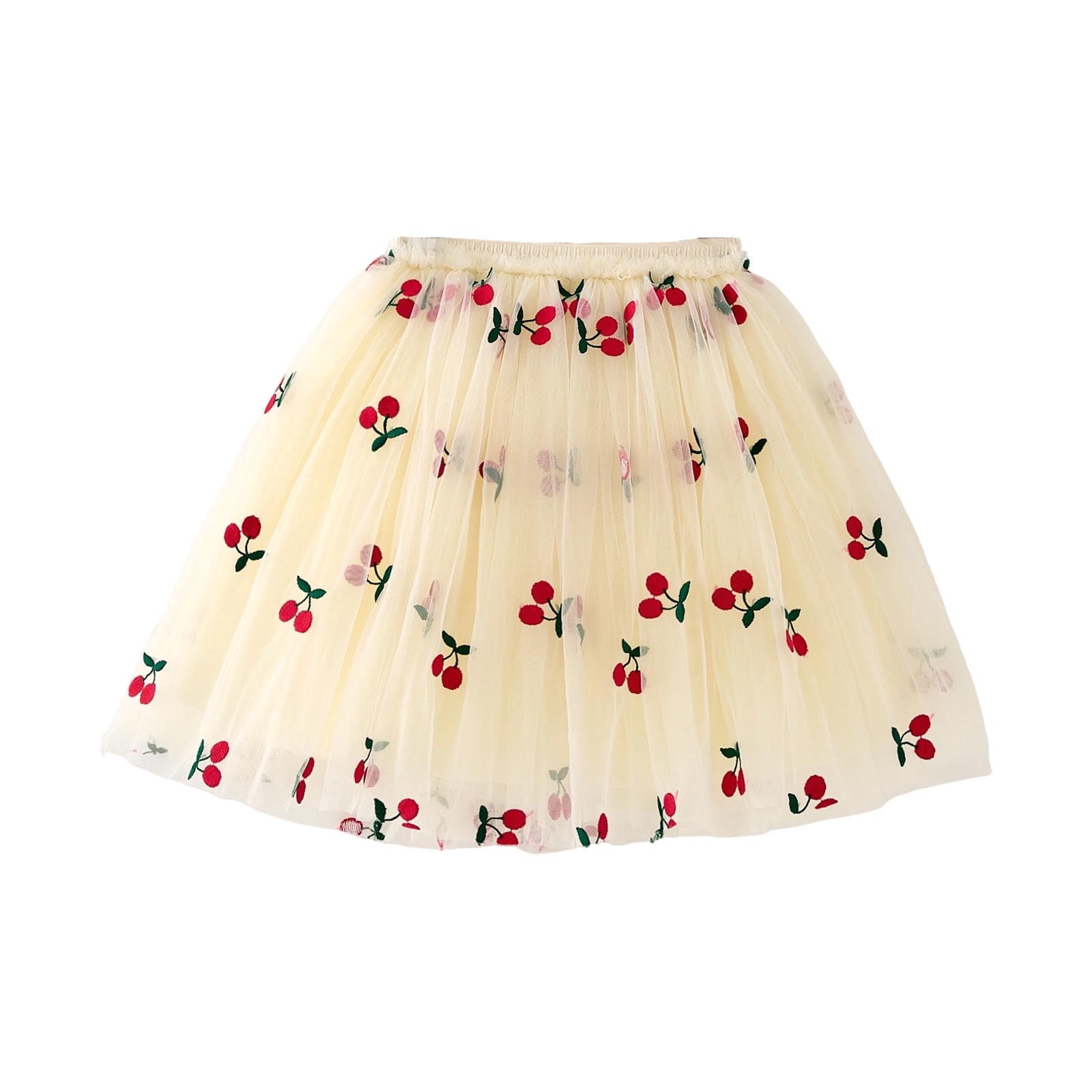 Bjutir Kids Tulle Skirt Girls Cherry Print Elastic Waist Bottom Loose ...