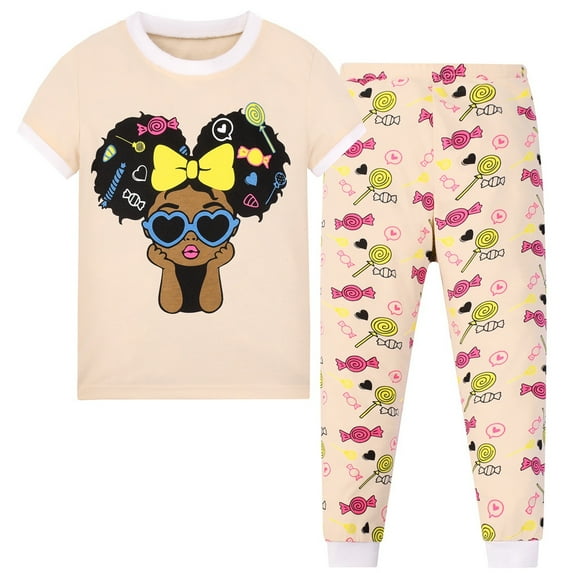 Bjutir Little Boys Girls Dinosaur Print Pajamas Toddler Kids Holiday Clothes Long Sleeve 2Pcs Sleepwear Sets Beige Size 1-2 Years