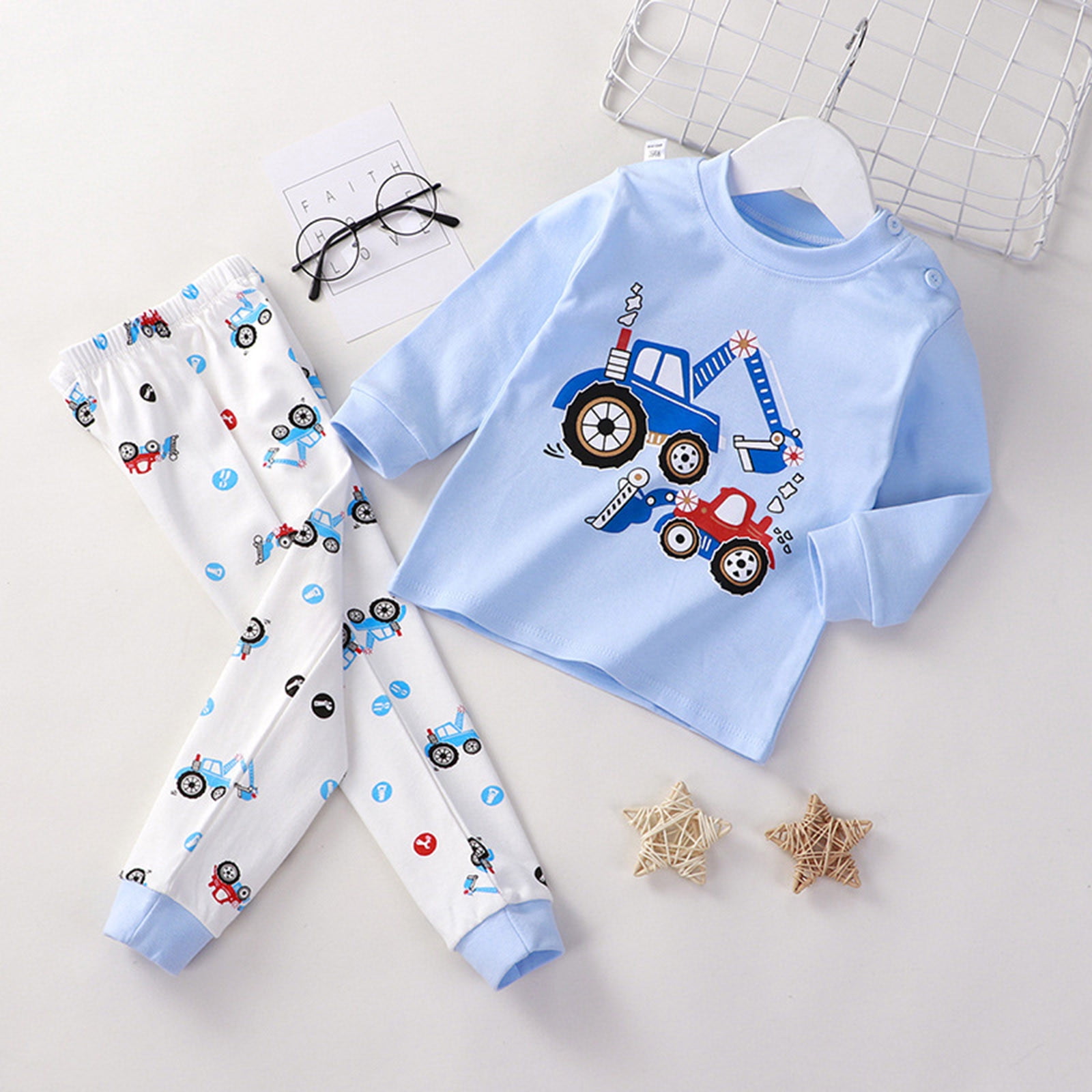 Bjutir Little Boys Toddler Pajamas Set Girls Soft Pajamas Cartoon ...