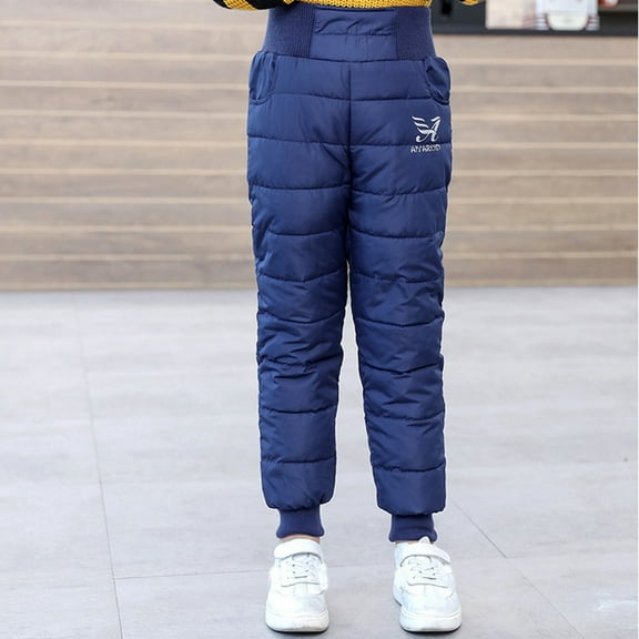 Bjutir Little Girls Boys Toddler Snow Pants Thick Winter Warm Lined Kids Pants Solid Casual Long Pants Activewear Clothes Snow Wear Outdoor Outfits Red Black Navy For 5T