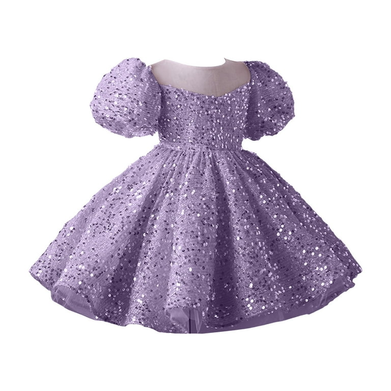 Bjutir Little Girls Dresses Toddler Kids Cute Sequin Glitter Party Carnival Gown Princess Formal Dress 7-9 Years
