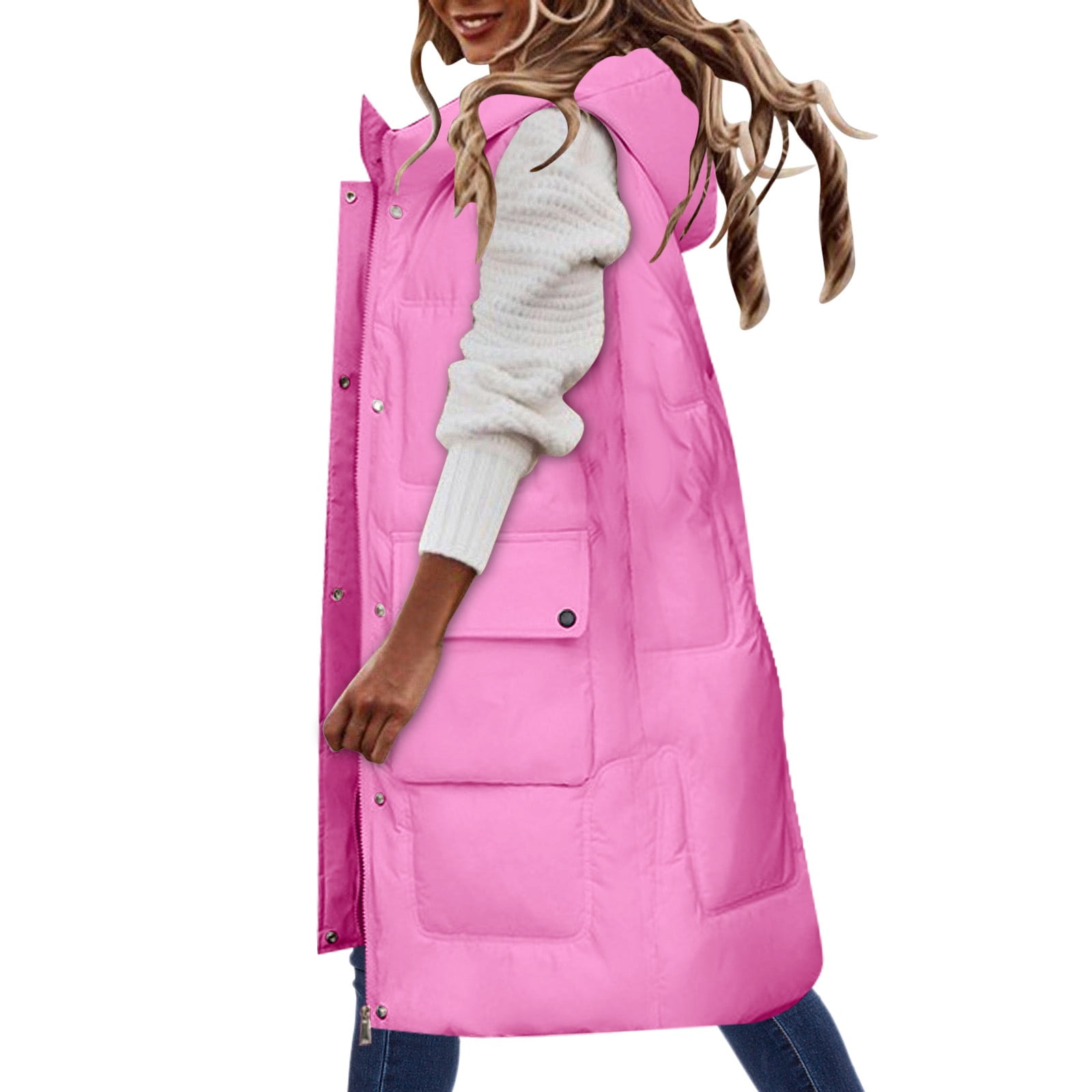 Bjutir Long Sleeve Coats For Women Womens Winter Solid Color Sleeveless