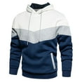 thumbnail image 1 of Bjutir Men Hoodie Color Blocked Loose Casual Sweatshirts With Side Seam Pockets Men Fall Winter Casual Warm Hooded Sweatshirt White M, 1 of 2