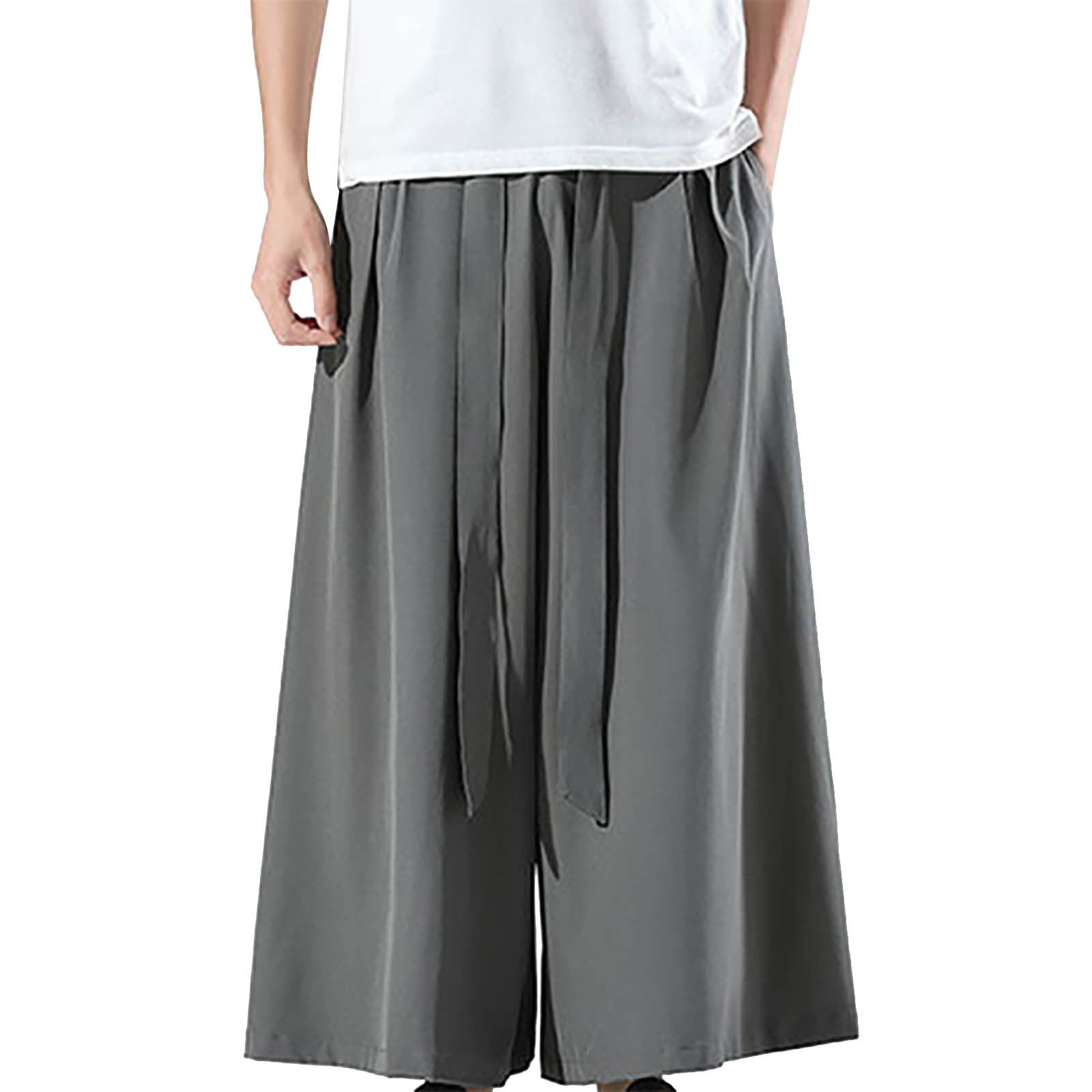 Bjutir Men'S Pants Summer Thin Men Ice Silk Big Leg Wide Leg Pants