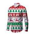 thumbnail image 1 of Bjutir Men Shirts Long Sleeve Dress Shirt Autumn Casual 3D Christmas Printing Hawaii Shirt Tops Green M, 1 of 2
