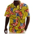 thumbnail image 1 of Bjutir Men Shirts Short Sleeve African Dashiki Traditional Style Shirt Summer Hawaii Beach Holiday Ankara Floral Shirts Yellow M, 1 of 5