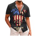 thumbnail image 1 of Bjutir Mens American Flag Shirt Button Down Short Sleeve Lapel Neck T Shirts Summer Patriotic Lightweight Fashion 3D Printed Usa Flag Print Tops Beach Hawaiian Mens Tees Red 3Xl, 1 of 4