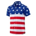 thumbnail image 1 of Bjutir Mens American Flag Shirt Summer Short Sleeve Button Down Lapel Neck T Shirts American Flag Star Stripe Print Casual Fashion Patriotic Lightweight Tops Beach Hawaiian Watermelon Red 2Xl, 1 of 3