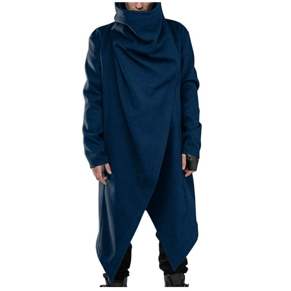 Bjutir Mens Coat Men'S Party Street Trend Cloak High Collar Personality Solid Color Dark Style Button Cloak Coat