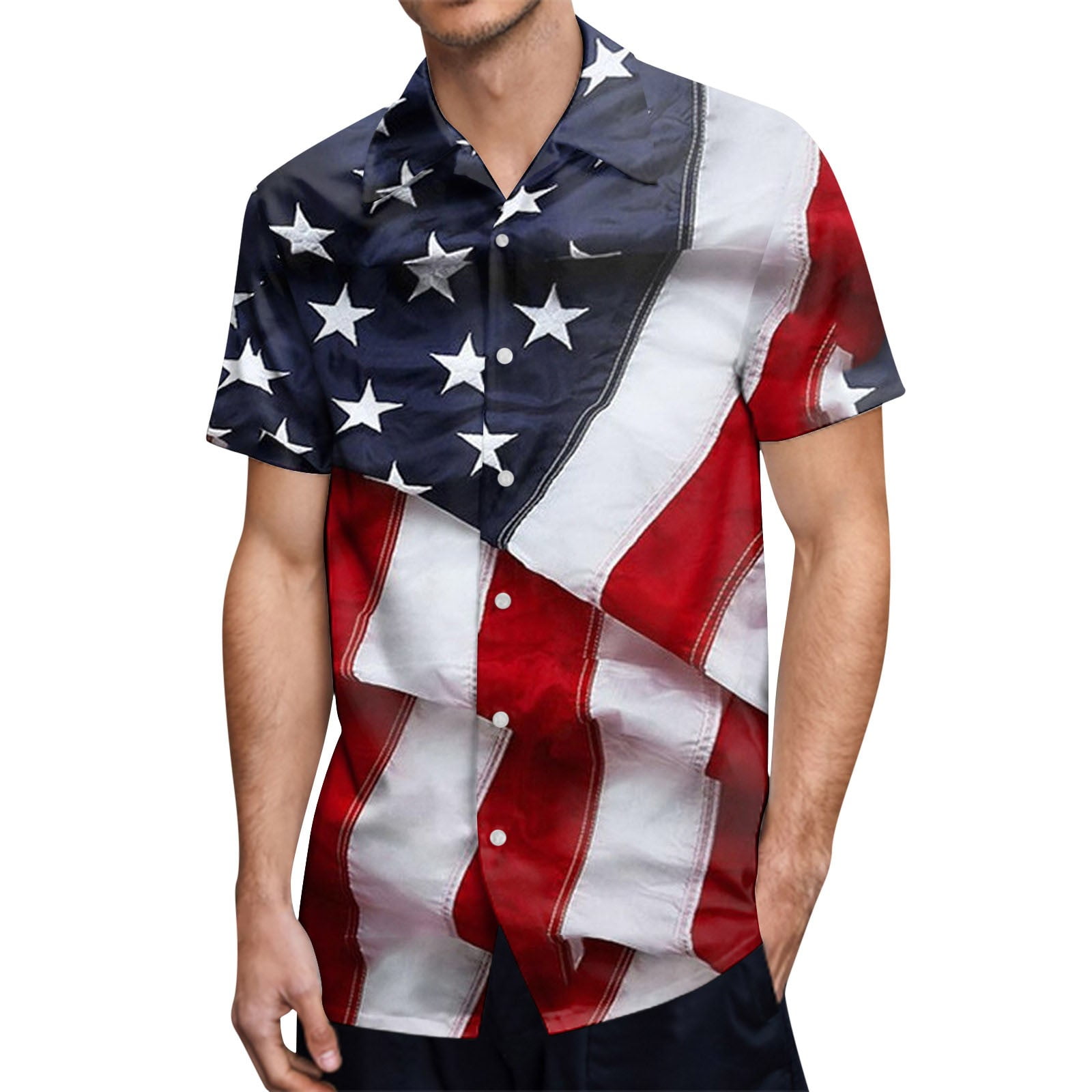 Patriotic Star Round Neck T-Shirt