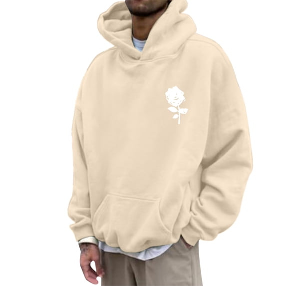 Bjutir Mens Sweatshirts Hoodies Mens Fashion Casual Multi Color Rose Print Long Sleeved Hoodie