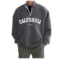 thumbnail image 1 of Bjutir Mens Sweatshirts Long Sleeve Stand Collar With Zipper Letter Print Fall Winter Warm Casual Loose Oversize Fall Winter Pullover Top Dark Gray Size M, 1 of 5