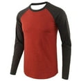thumbnail image 1 of Bjutir Mens Tshirts Casual Sports Loose Crew Neck Color Matching Long Sleeved T Shirt Shirts Red, 1 of 2