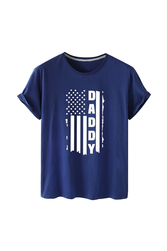 Mens Tshirts Milk Silk Fathers Day Loose Short Sleeve Shirts Blue