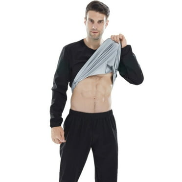Bjutir Mens Tshirts Sauna Shirt For Sweat Top Compression Solid Color Workout Sports Shapewear Gym Exercise Long Sleeved Tees Shirts Black