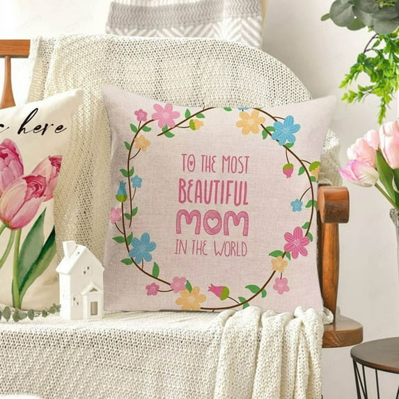 Bjutir Mother Day Linen Sofa Decoration Pillow Case Gift Cushion Cover Waist Pillow Case Letter Pillow Case