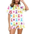 thumbnail image 1 of Bjutir Pajamas Set For Women 2 Piece Pj Sets Pajamas Tiger Floral Graphic Print Short Sleeve Button Shirt Shorts Pajama Set Hot Pink, 1 of 4