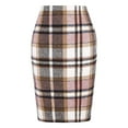 thumbnail image 1 of Bjutir Pencil Plaid Skirts For Women Fall Winter High Waisted Bodycon Knee Length Midi Skirt With Slit Pink Size M, 1 of 5