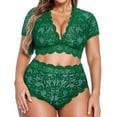 thumbnail image 1 of Bjutir Plus Size Sexy Lingerie Set For Women V Neck High Waist Floral Lace Bra With Panty 2 Piece Set Underwire Set Green, 1 of 3